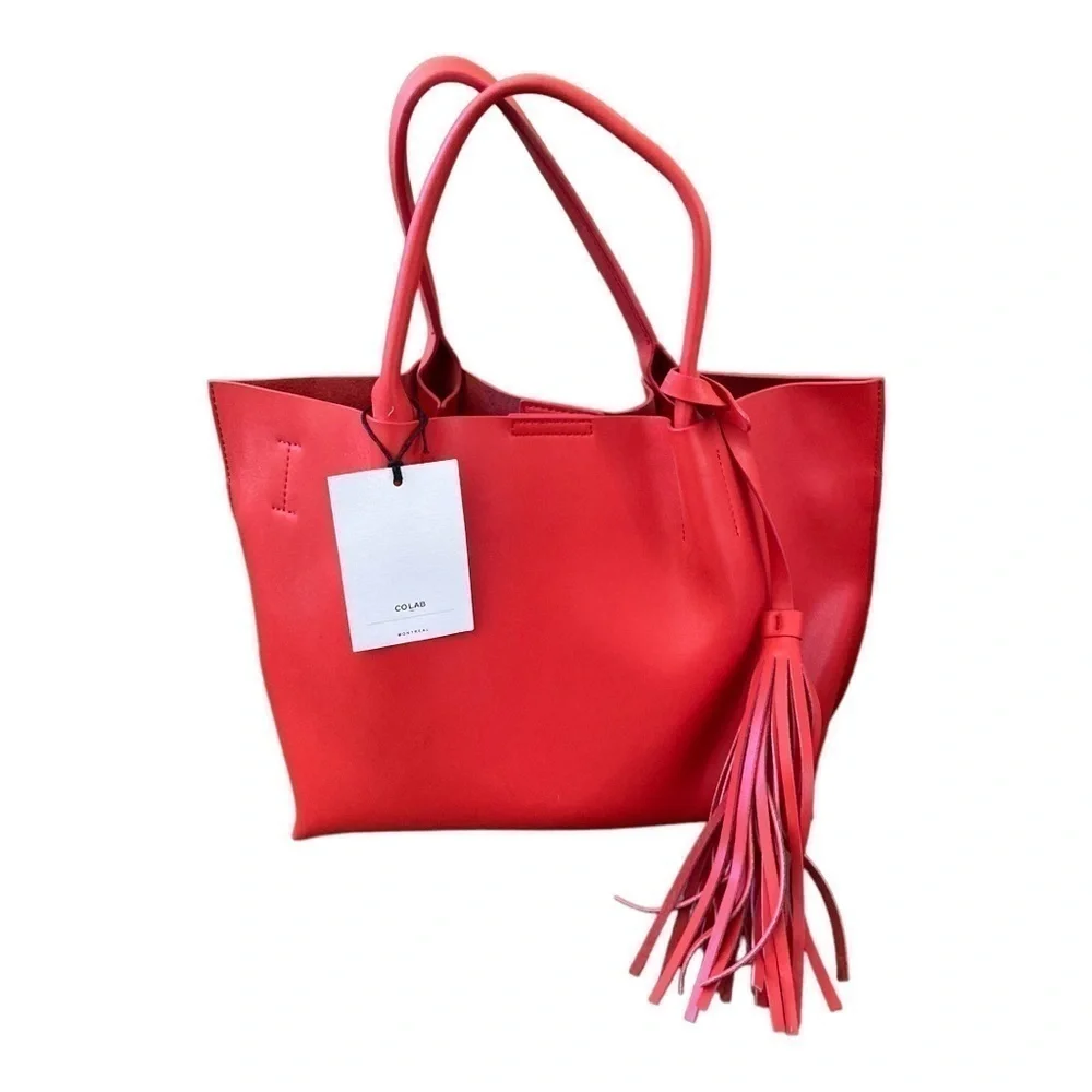 Co-lab bag Colab Christopher kon vegan Leather satchel tote Red NWT